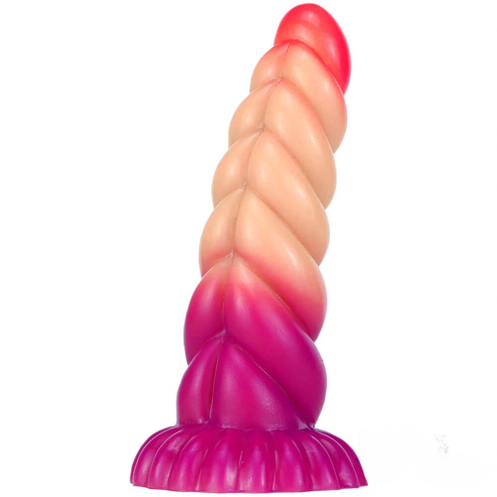 Twisted Ombre Fantasy Dildo 8 in - Silicone Fantasy Dildo