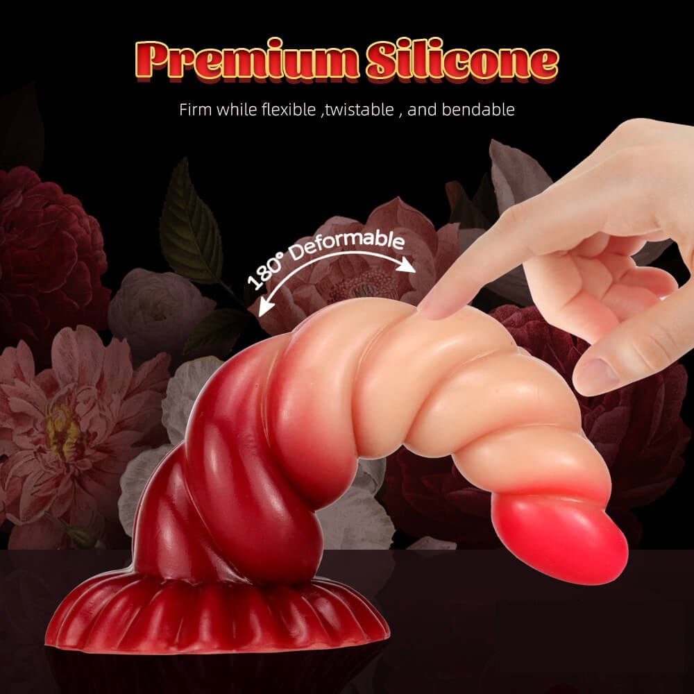 Twisted Ombre Fantasy Dildo 8 in - Silicone Fantasy Dildo
