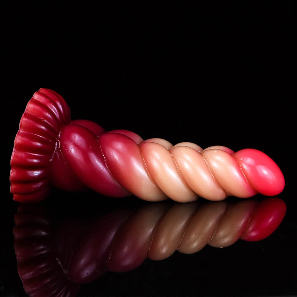 Twisted Ombre Fantasy Dildo 8 in - Silicone Fantasy Dildo