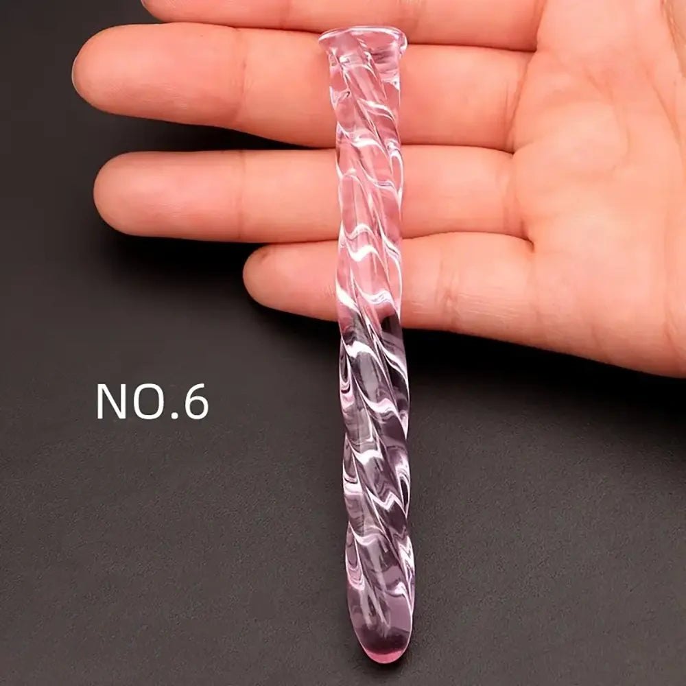Twisted Pink Glass Dildo - G-Spot Glass Dildo