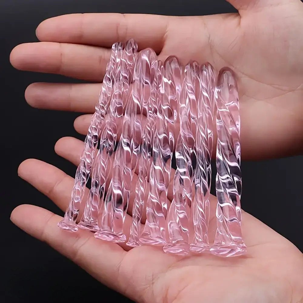 Twisted Pink Glass Dildo - G-Spot Glass Dildo