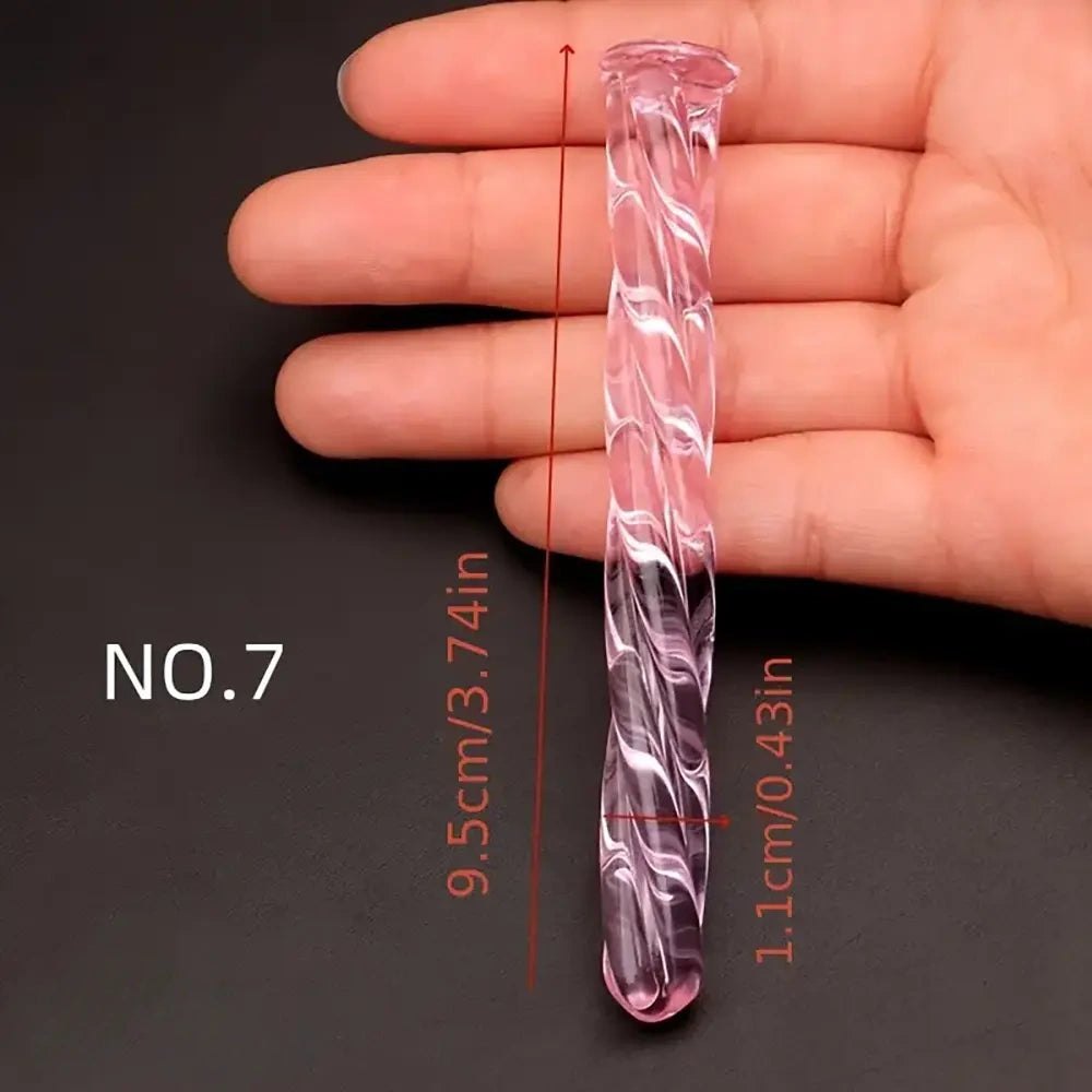 Twisted Pink Glass Dildo - G-Spot Glass Dildo