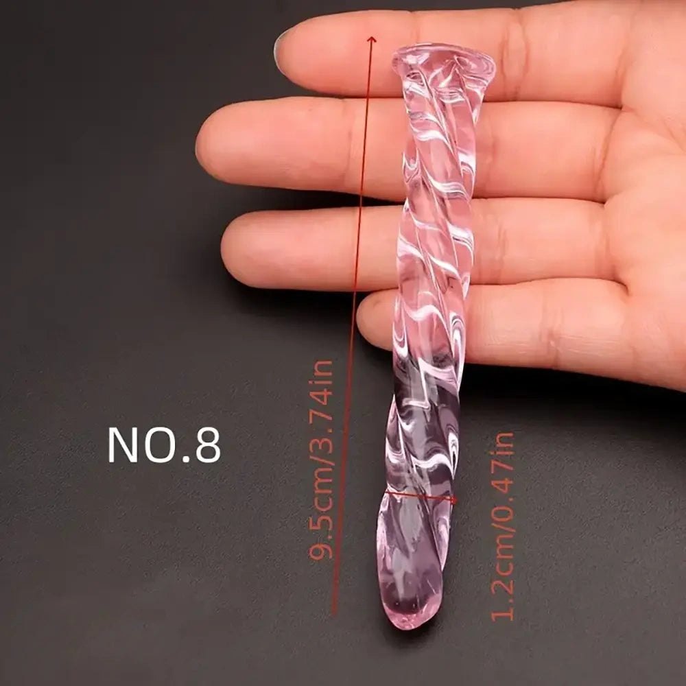 Twisted Pink Glass Dildo - G-Spot Glass Dildo