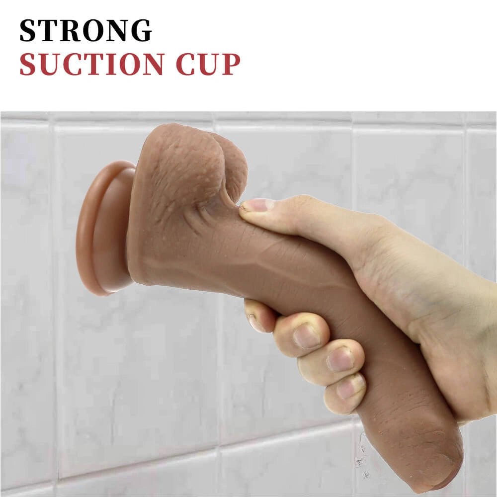 Uncut Realistic Dildo 8.7in - Brown Silicone Dildo