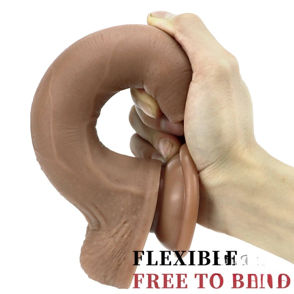 Uncut Realistic Dildo 8.7in - Brown Silicone Dildo