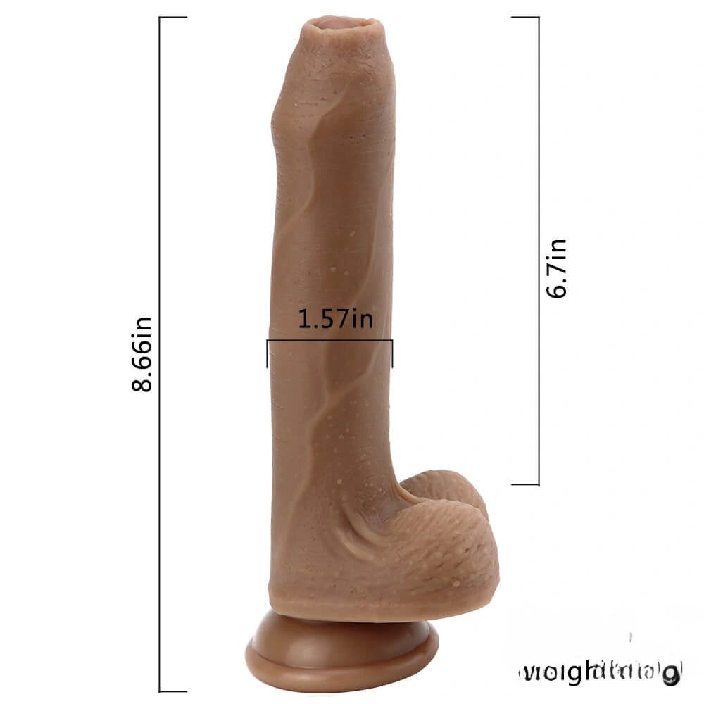 Uncut Realistic Dildo 8.7in - Brown Silicone Dildo