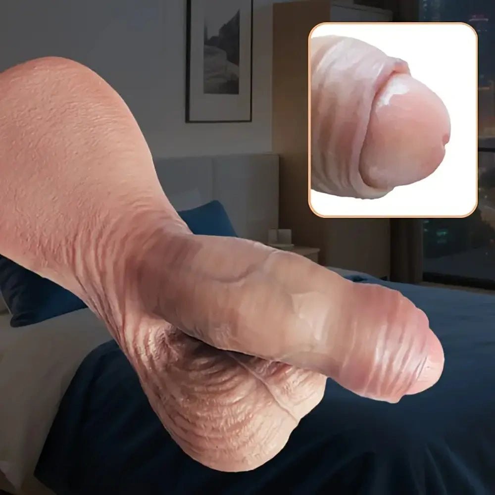 Uncut Foreskin Realistic Dildo - Realistic Silicone Dildo