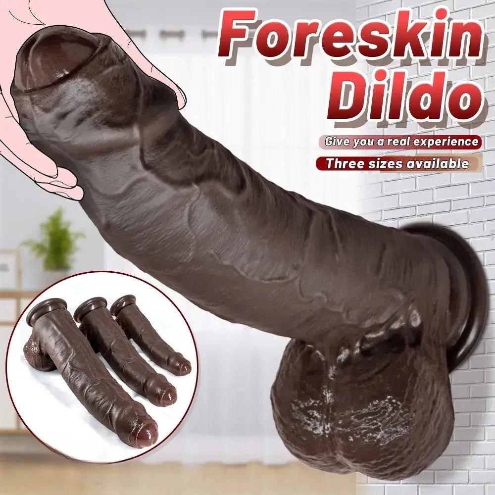 Uncut Foreskin Strap-On Dildo 10.62in - Double Dildo