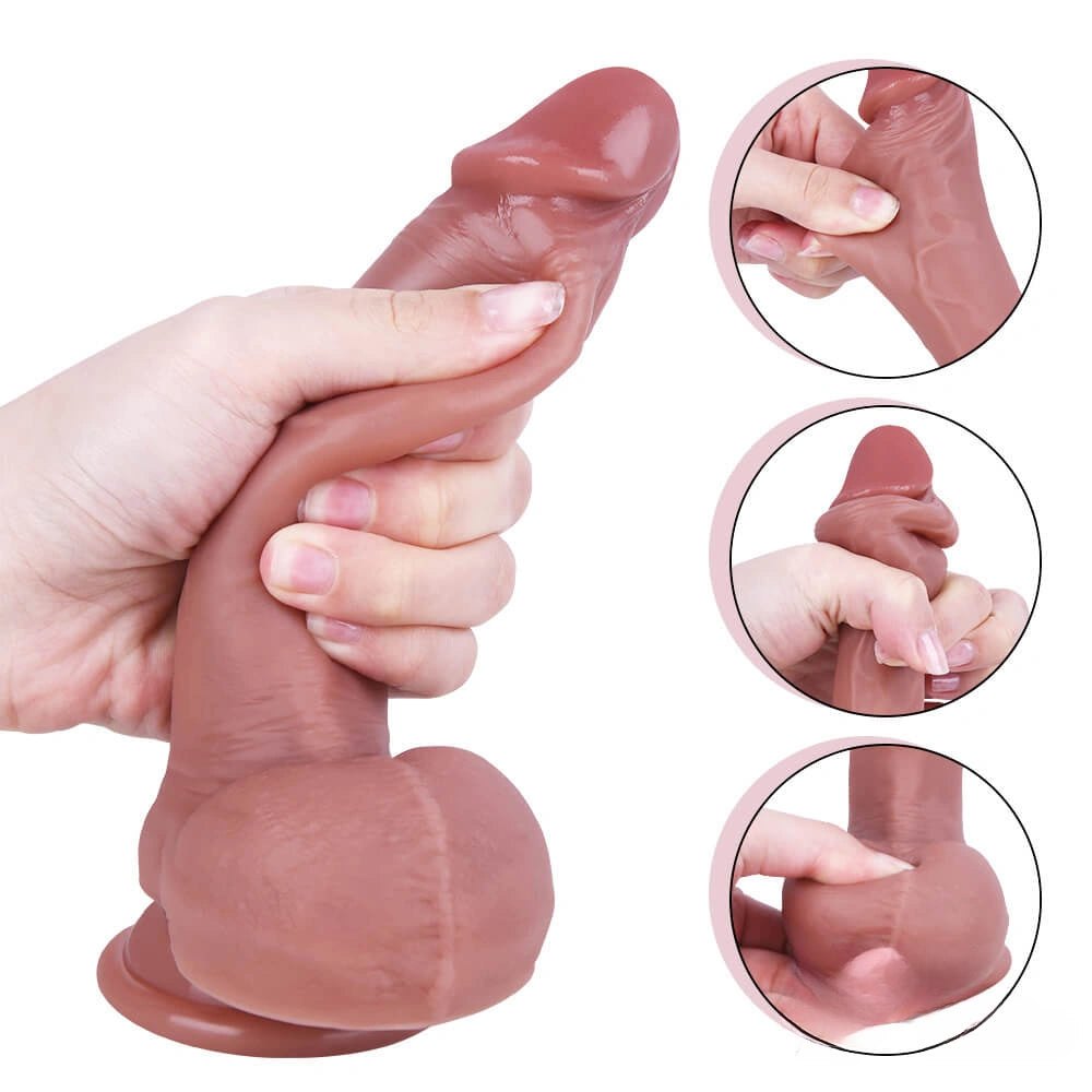 Uncut Foreskin Suction Dildo 7.09in - Suction Cup Dildo