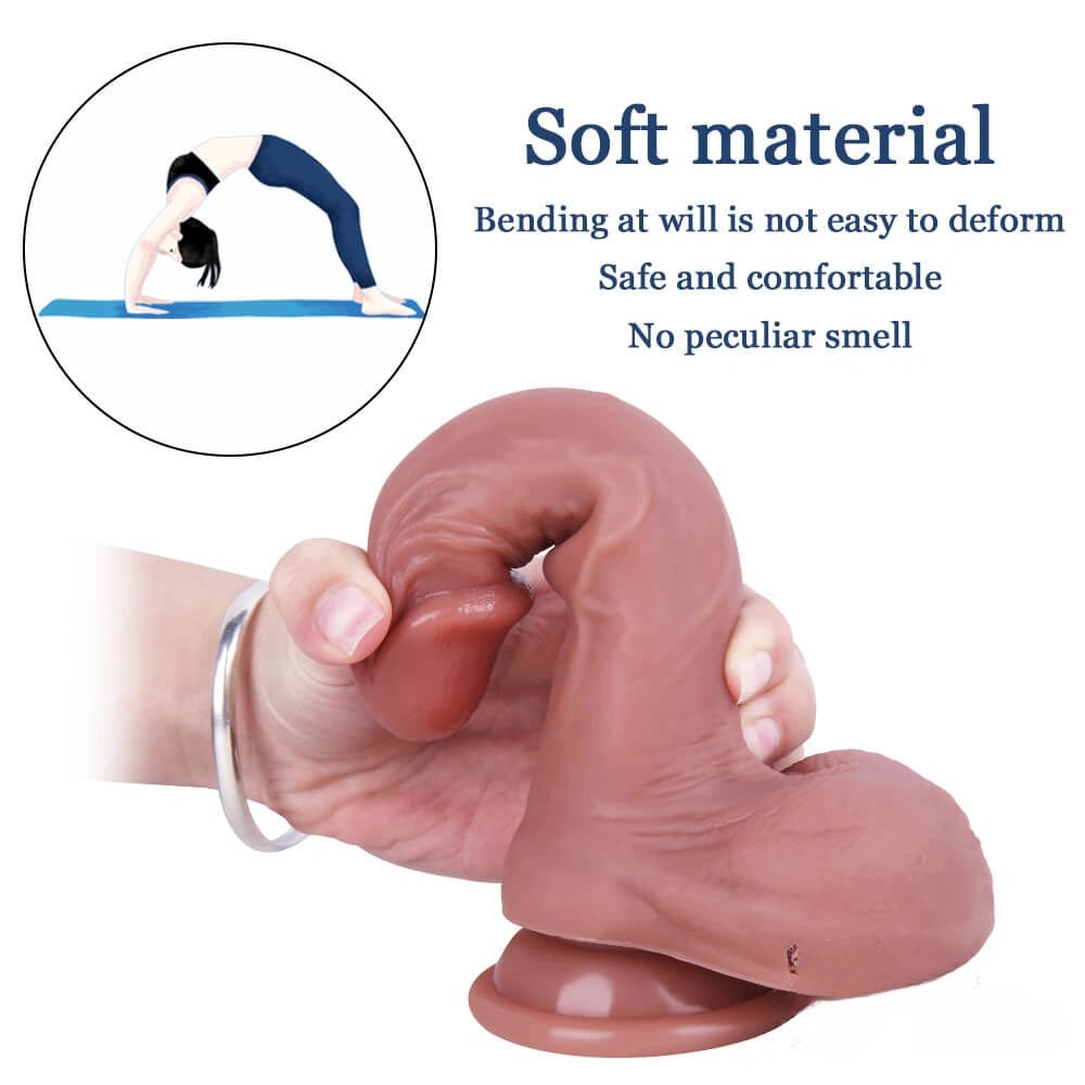 Uncut Foreskin Suction Dildo 7.09in - Suction Cup Dildo