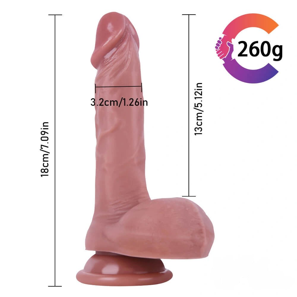 Uncut Foreskin Suction Dildo 7.09in - Suction Cup Dildo