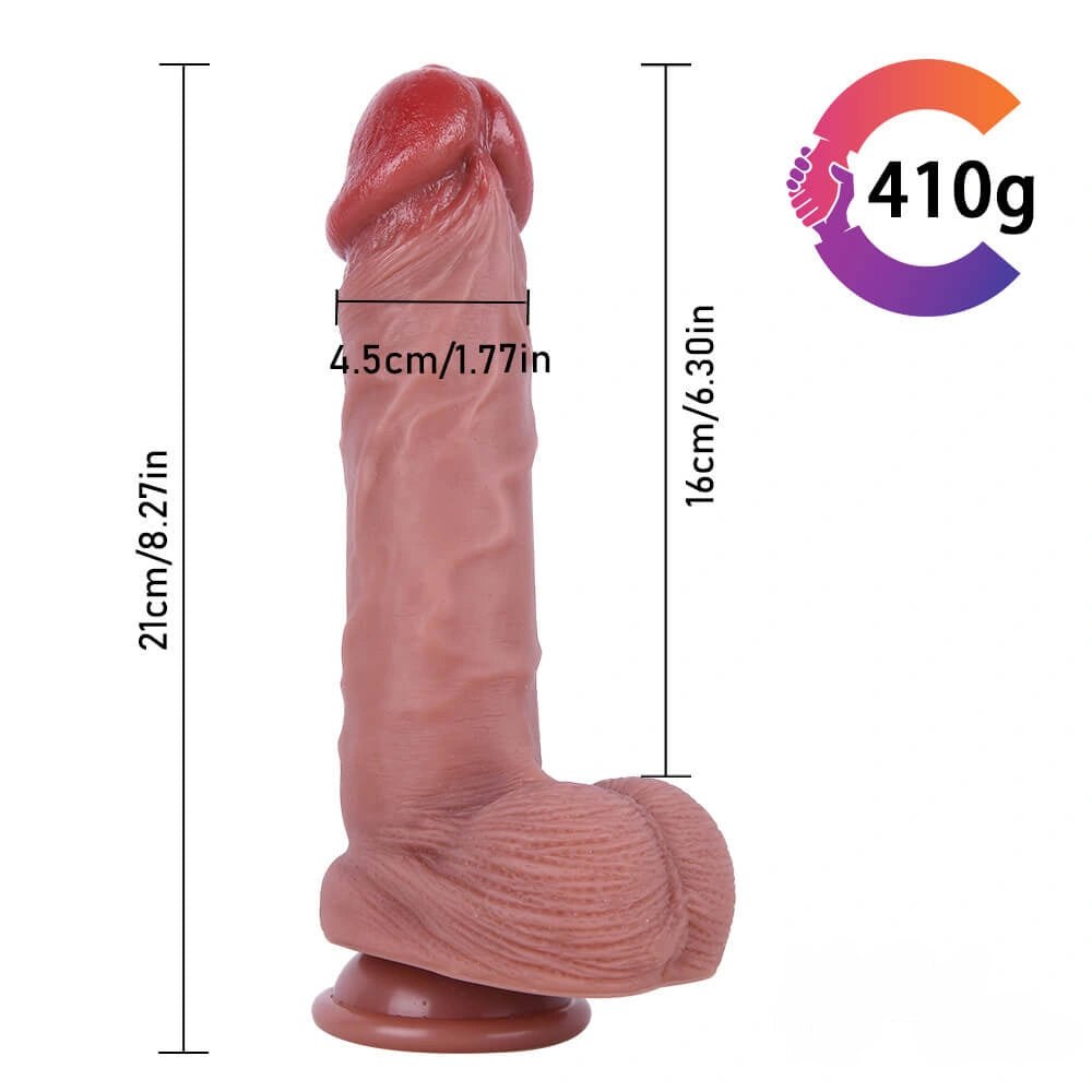 Uncut Suction Cup Dildo 8.27in - Realistic Foreskin Dildo