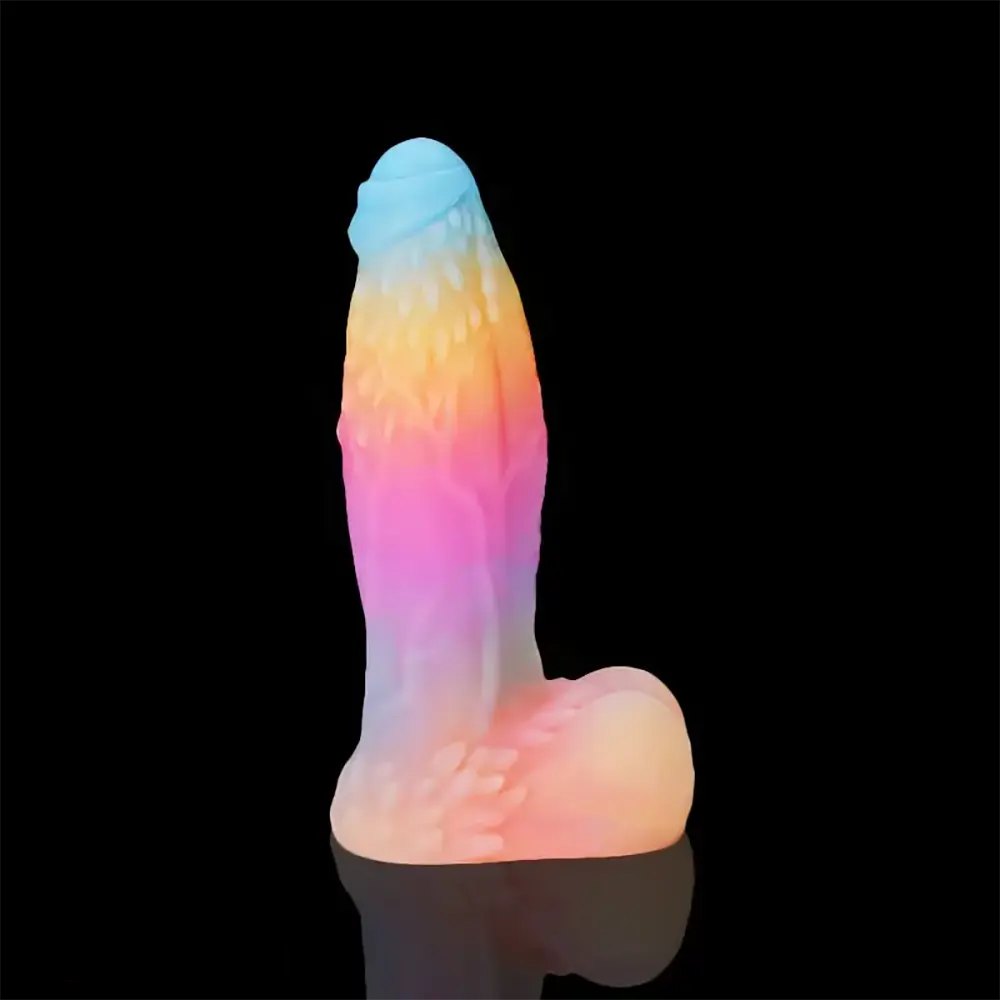 Uncut Rainbow Fantasy Dildo - Silicone Dragon Dildo