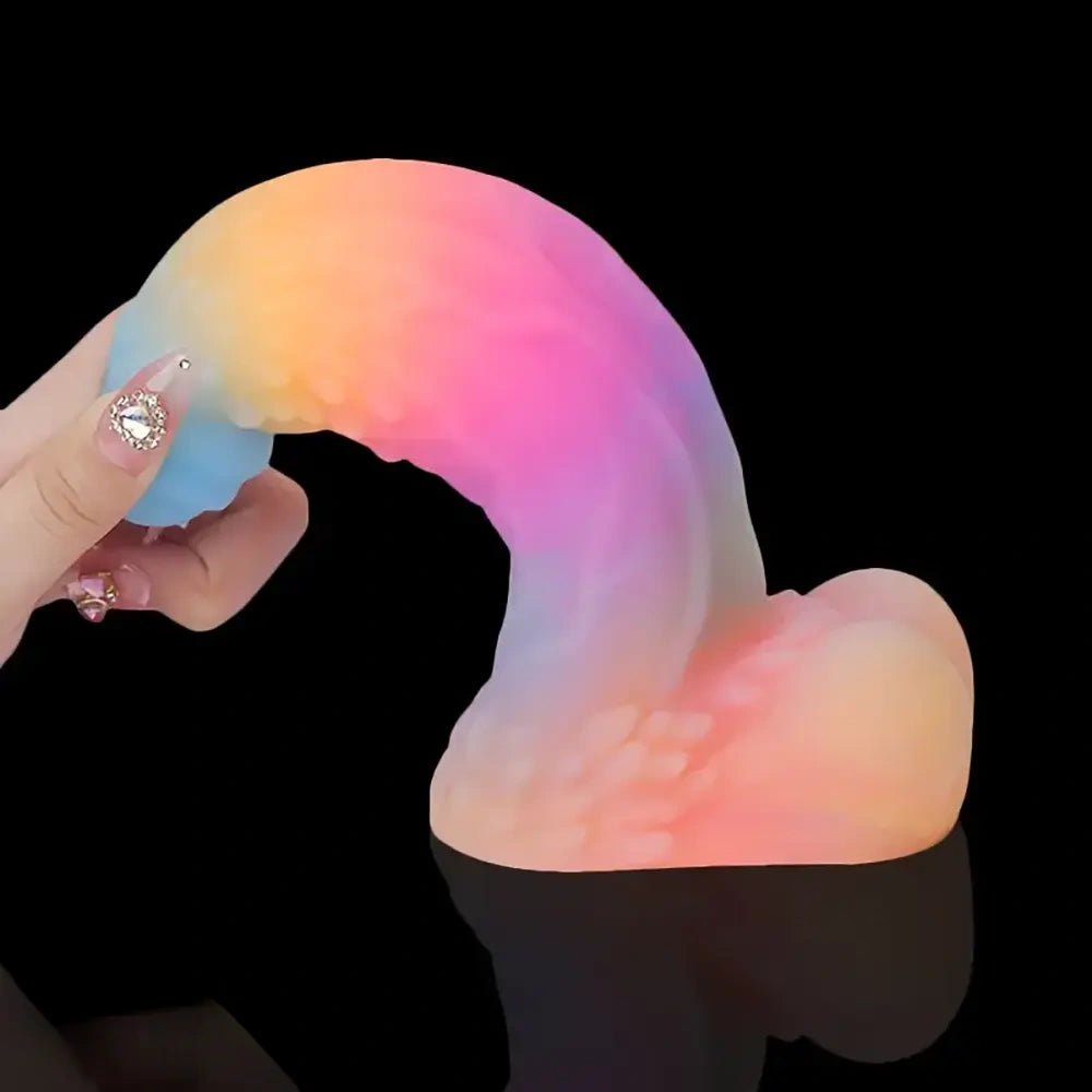 Uncut Rainbow Fantasy Dildo - Silicone Dragon Dildo