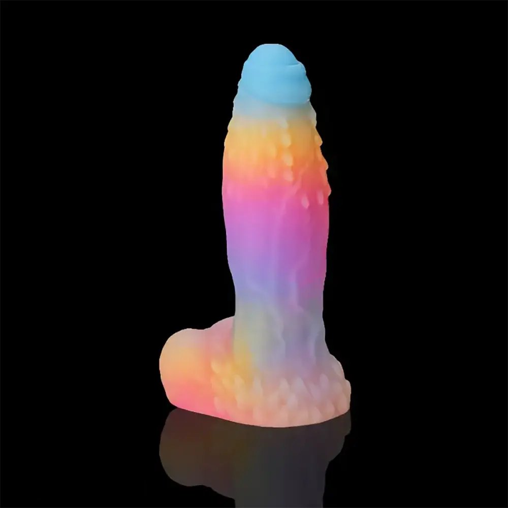 Uncut Rainbow Fantasy Dildo - Silicone Dragon Dildo