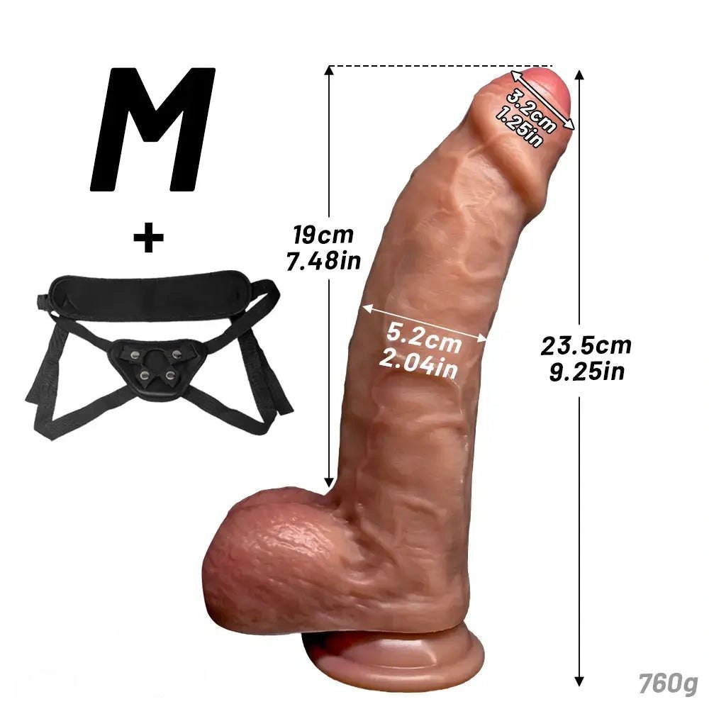 Uncut Realistic Dildo for Vaginal Play - Strap On Dildo