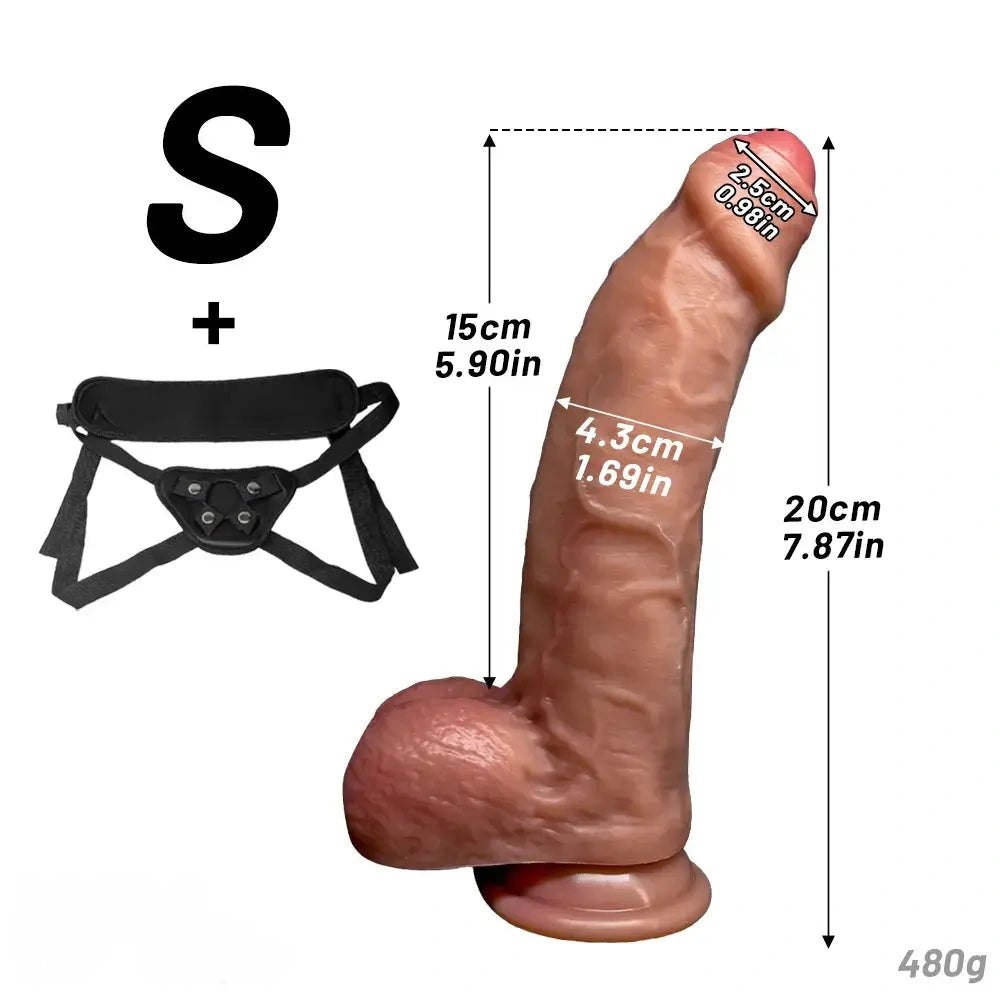 Uncut Realistic Dildo for Vaginal Play - Strap On Dildo