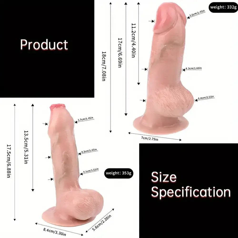 Uncut Realistic Silicone Dildo - Suction Cup Realistic Dildo