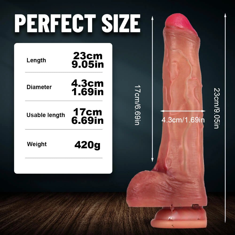 Uncut Realistic Suction Cup Dildo 9 in - Suction Cup Dildo