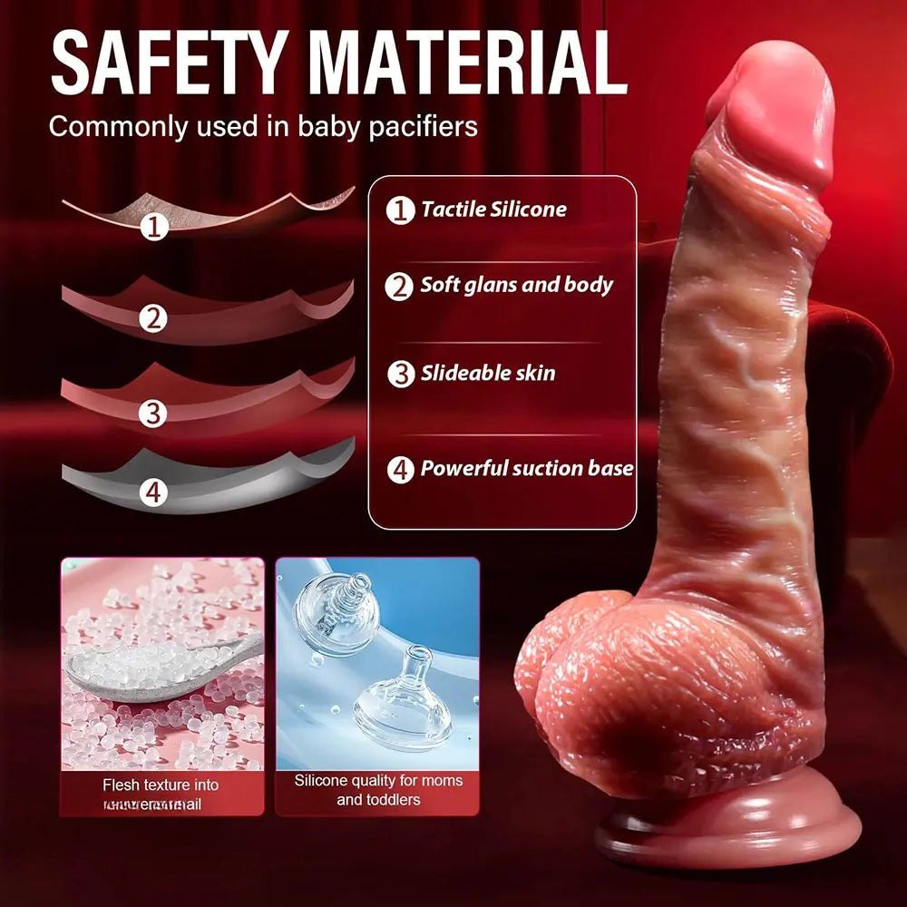 Uncut Slide Skin Realistic Dildo - Sliding Foreskin Detail