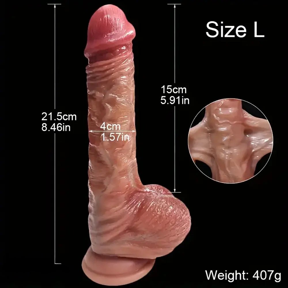 Uncut Slide Skin Realistic Dildo - Sliding Foreskin Detail