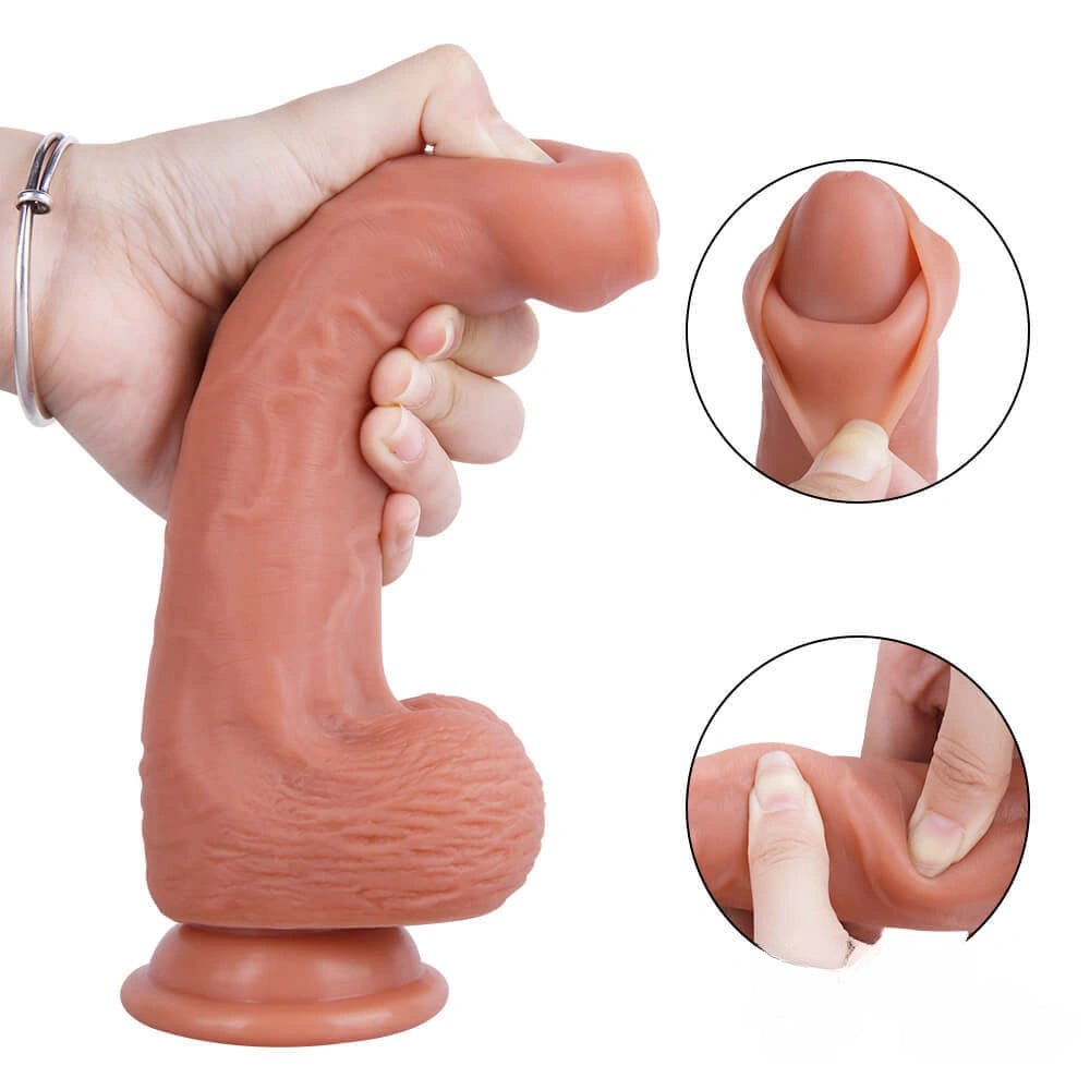 Uncut Suction Cup Dildo 8 in - Realistic Suction Dildo