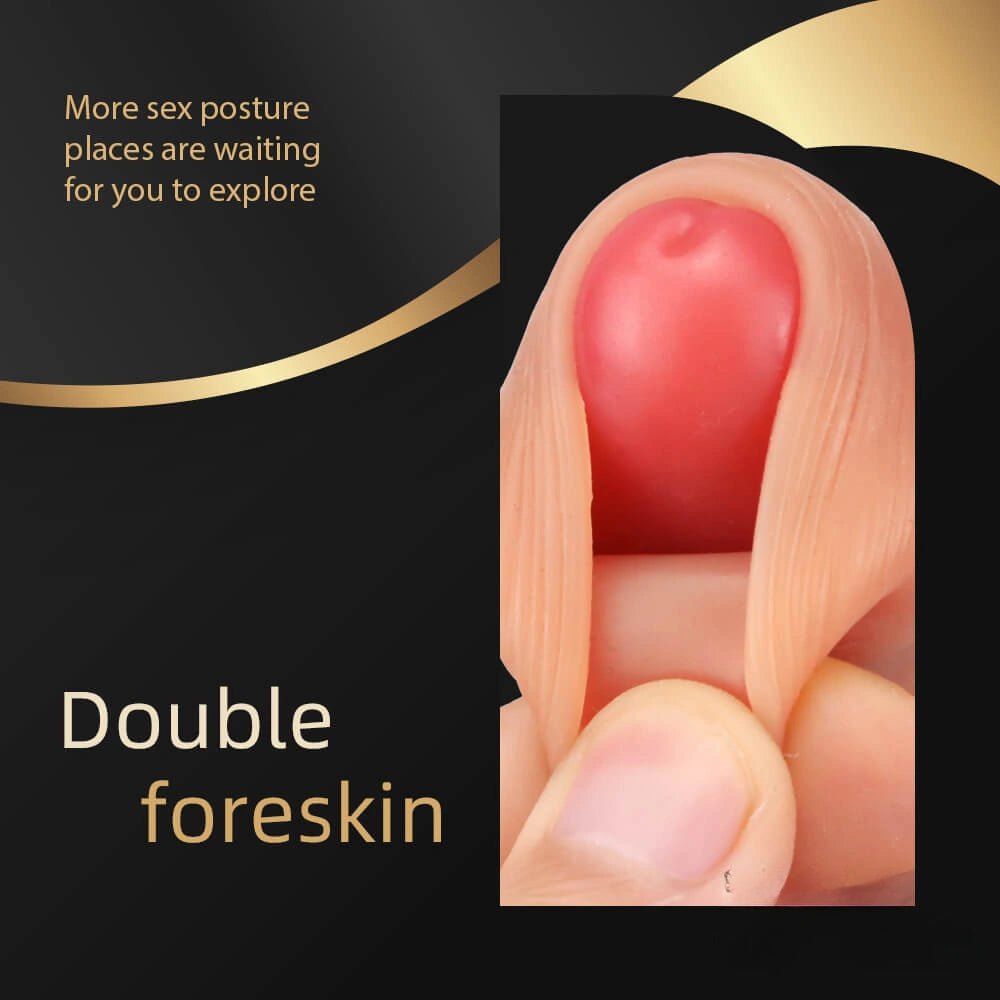 Uncut Suction Cup Dildo 8 in - Realistic Foreskin Dildo