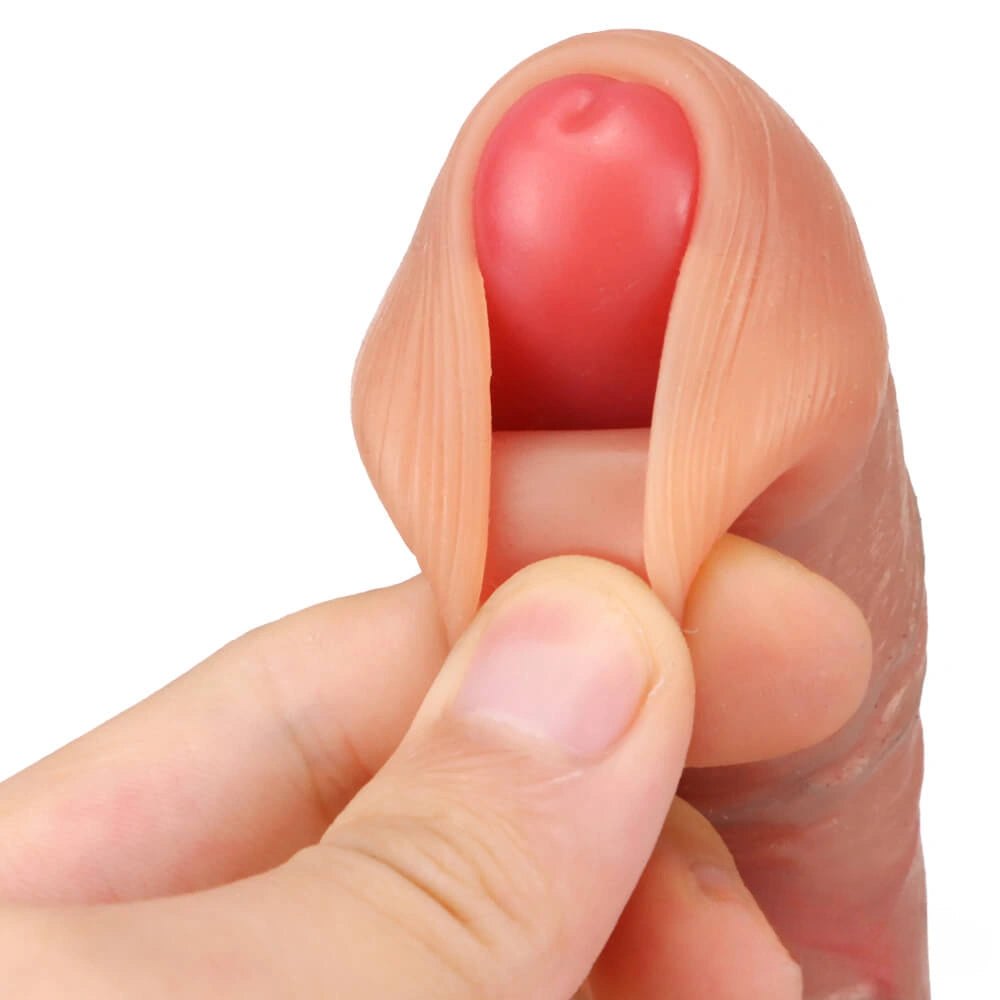 Uncut Suction Cup Dildo 8 in - Realistic Foreskin Dildo
