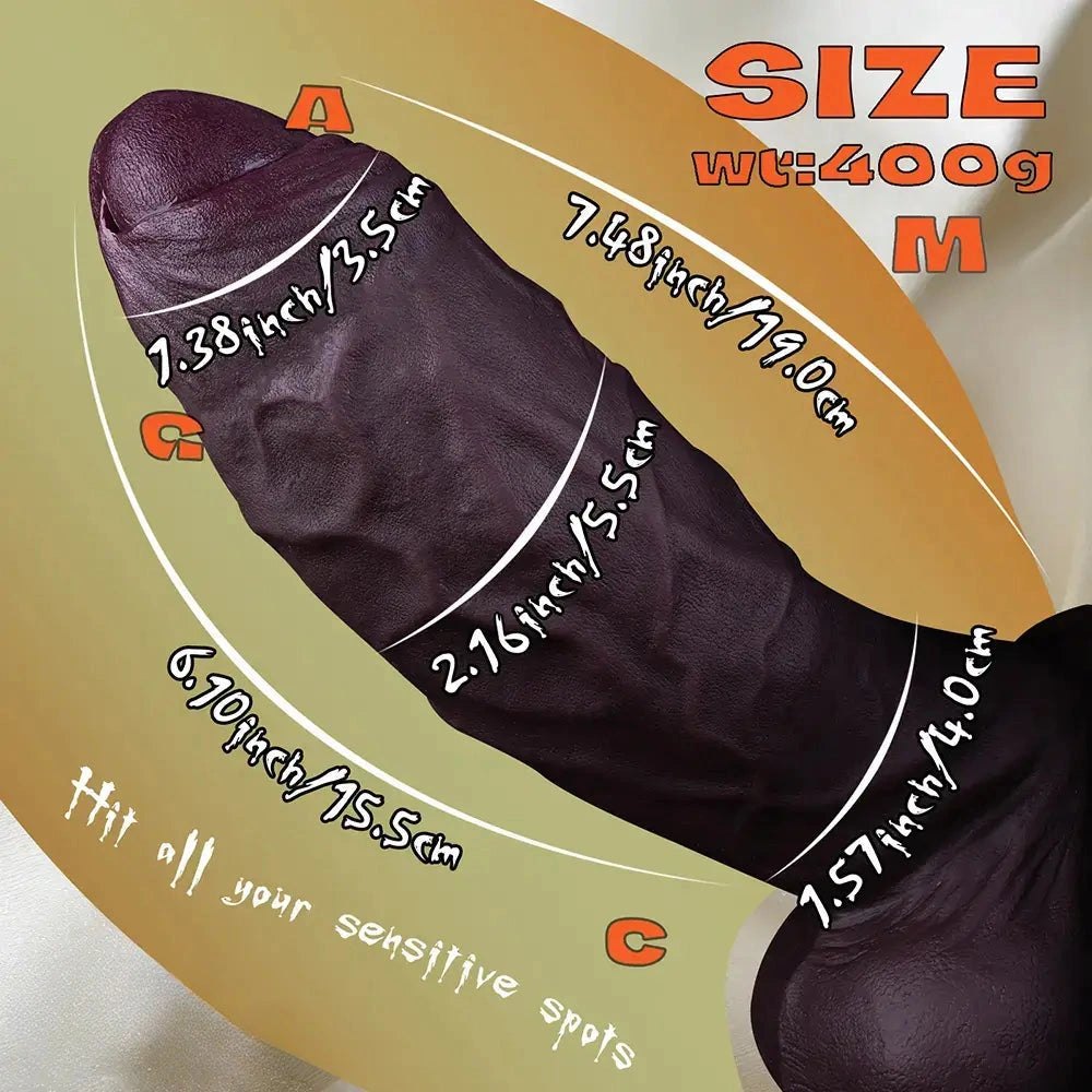 Uncut Suction Cup Dildo Set - Thick Silicone Dildo