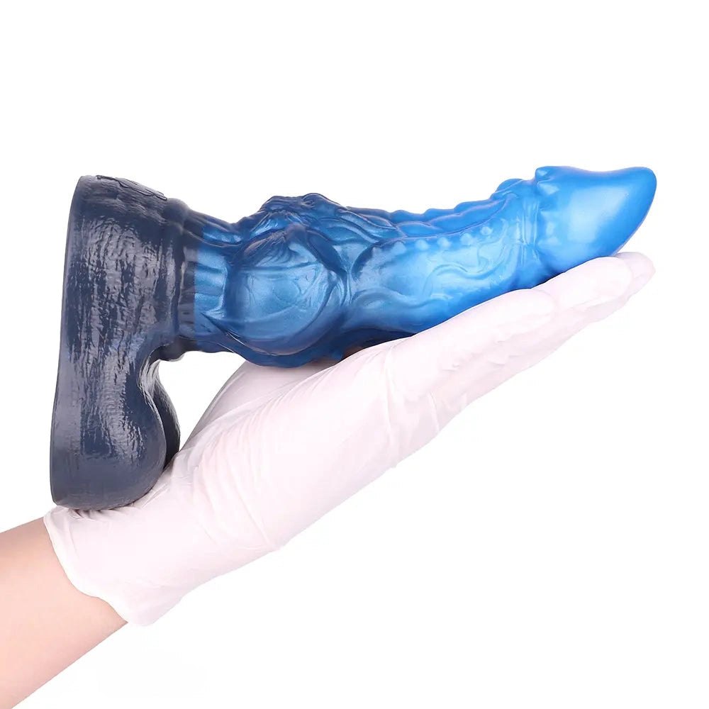 Veined Blue Silicone Dildo 8 in - Realistic Silicone Dildo