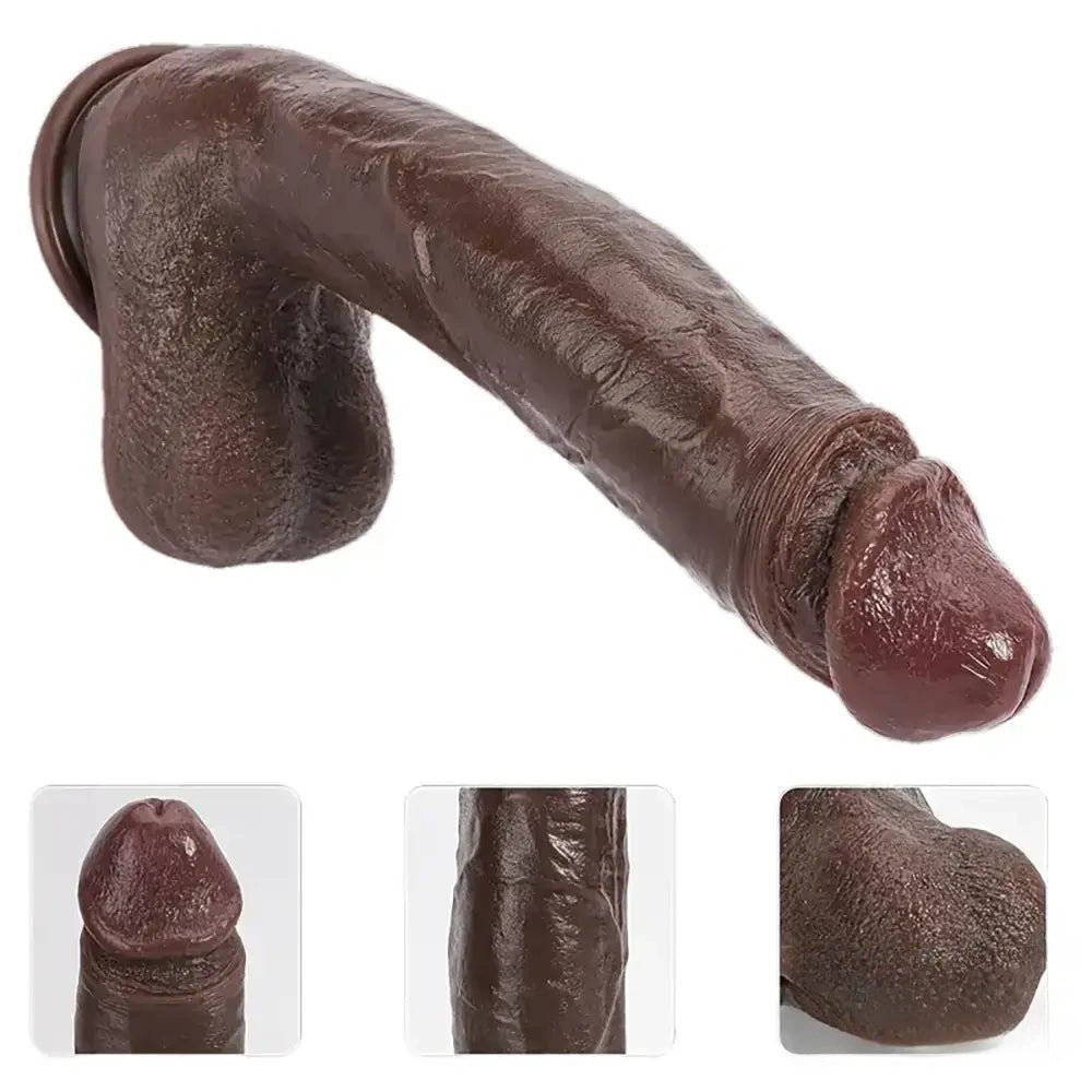 Veined Silicone Big Dildo with Balls - Thick Realistic Dildo