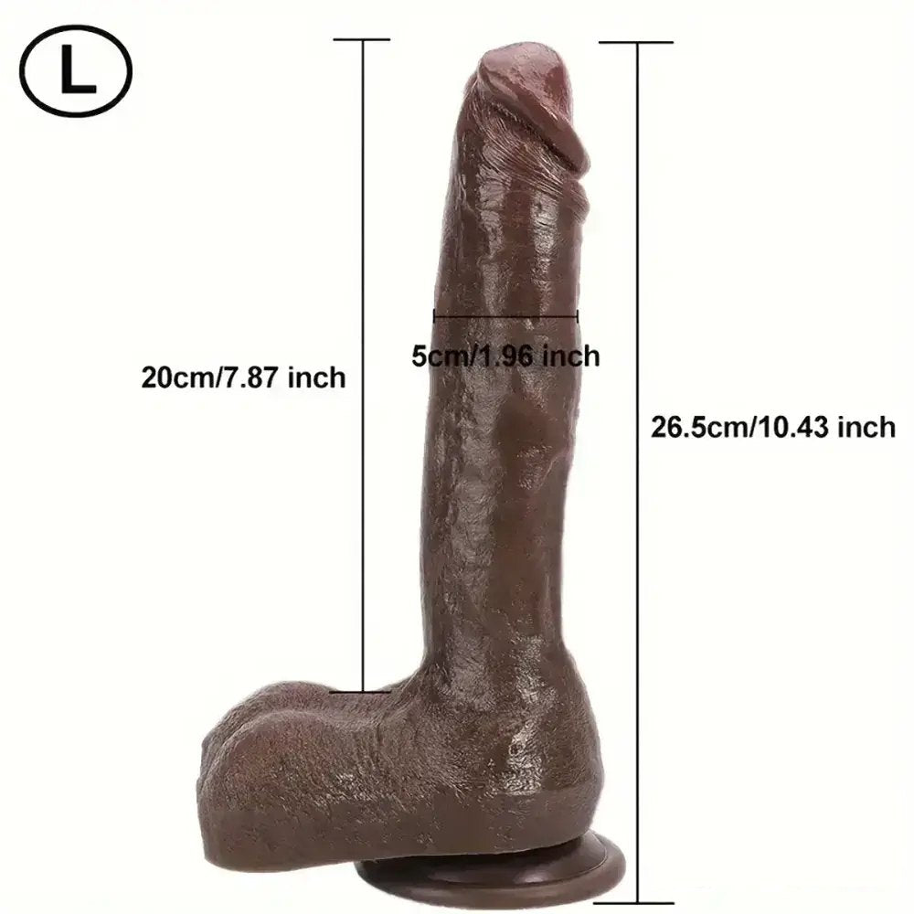 Veined Silicone Big Dildo with Balls - Thick Realistic Dildo