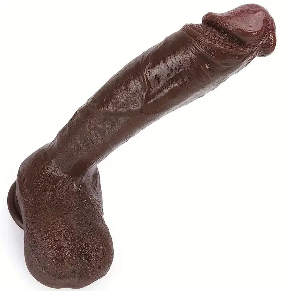Veined Silicone Big Dildo with Balls - Thick Realistic Dildo
