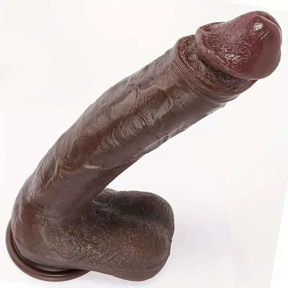 Veined Silicone Big Dildo with Balls - Thick Realistic Dildo