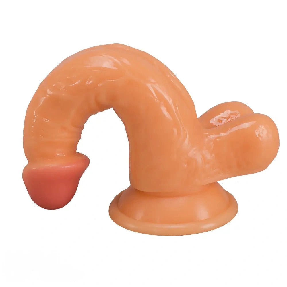 Veiny Pink-Tip Suction Dildo - Realistic PVC Dildo, 7 in