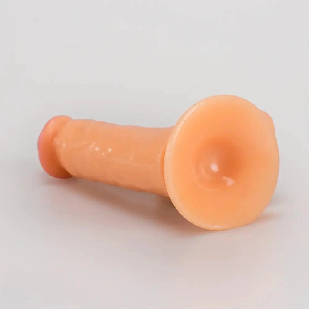 Veiny Pink-Tip Suction Dildo - Realistic PVC Dildo, 7 in