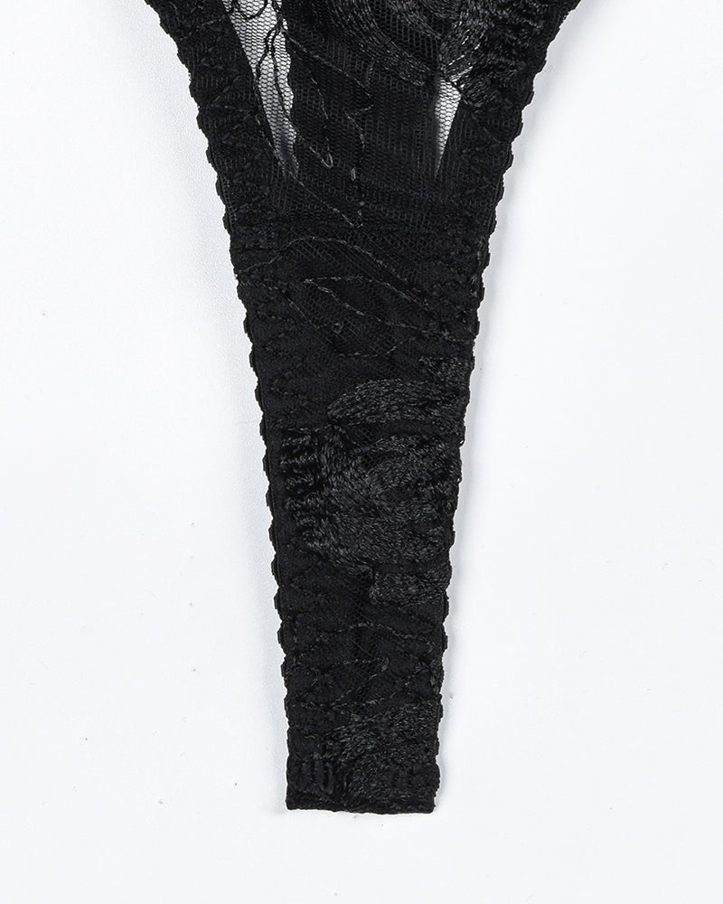 Vintage Gemstone Lace Garter Set - Garter Lingerie Set