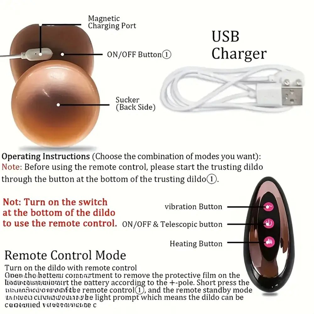 Warming Vibrating Thrusting Dildo - 8.66in Silicone Toy