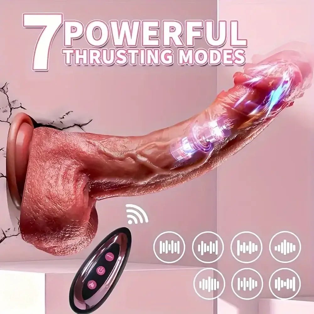 Warming Vibrating Thrusting Dildo - 8.66in Silicone Toy