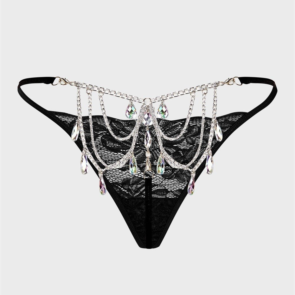 Water Drop Gem Lace Thong - Sexy G String Thong