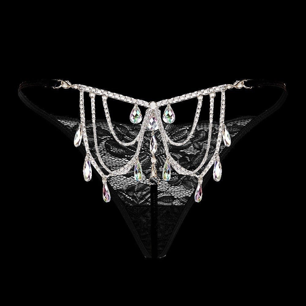 Water Drop Gem Lace Thong - Sexy G String Thong