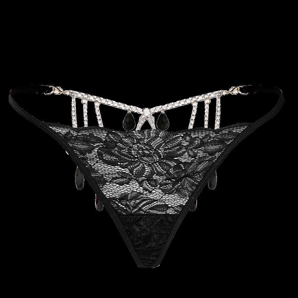 Water Drop Gem Lace Thong - Sexy G String Thong