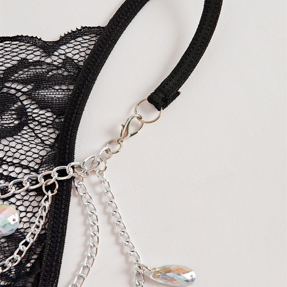 Water Drop Gem Lace Thong - Sexy G String Thong