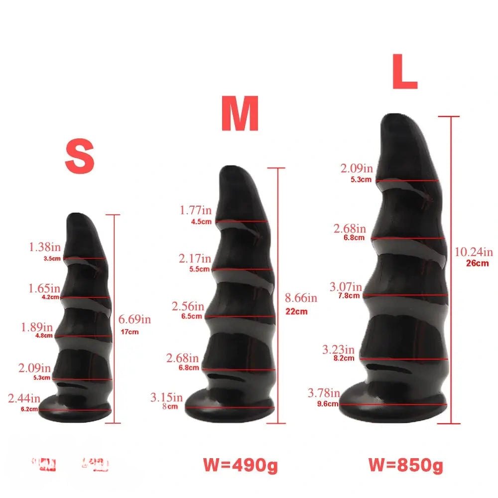 Wavy Ribbed Silicone Anal Dildo - Multi-Size Anal Dildo