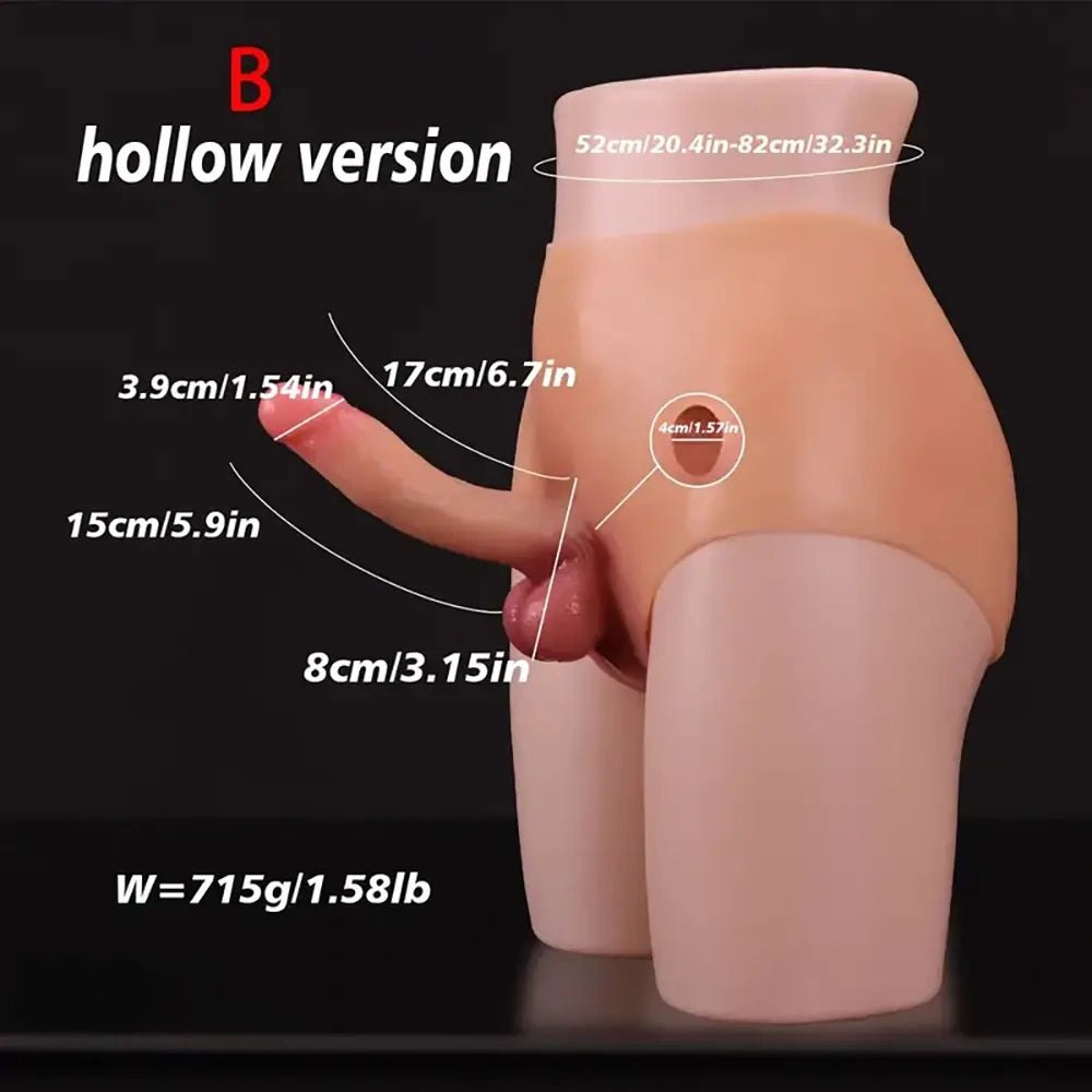 Wearable Panty Strap-On Dildo - Hollow Strap-On Harness