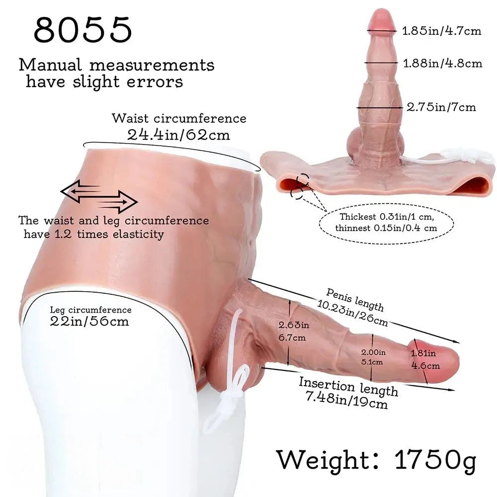 Wearable Squirting Strap-On - Realistic Panty Dildo 10 in
