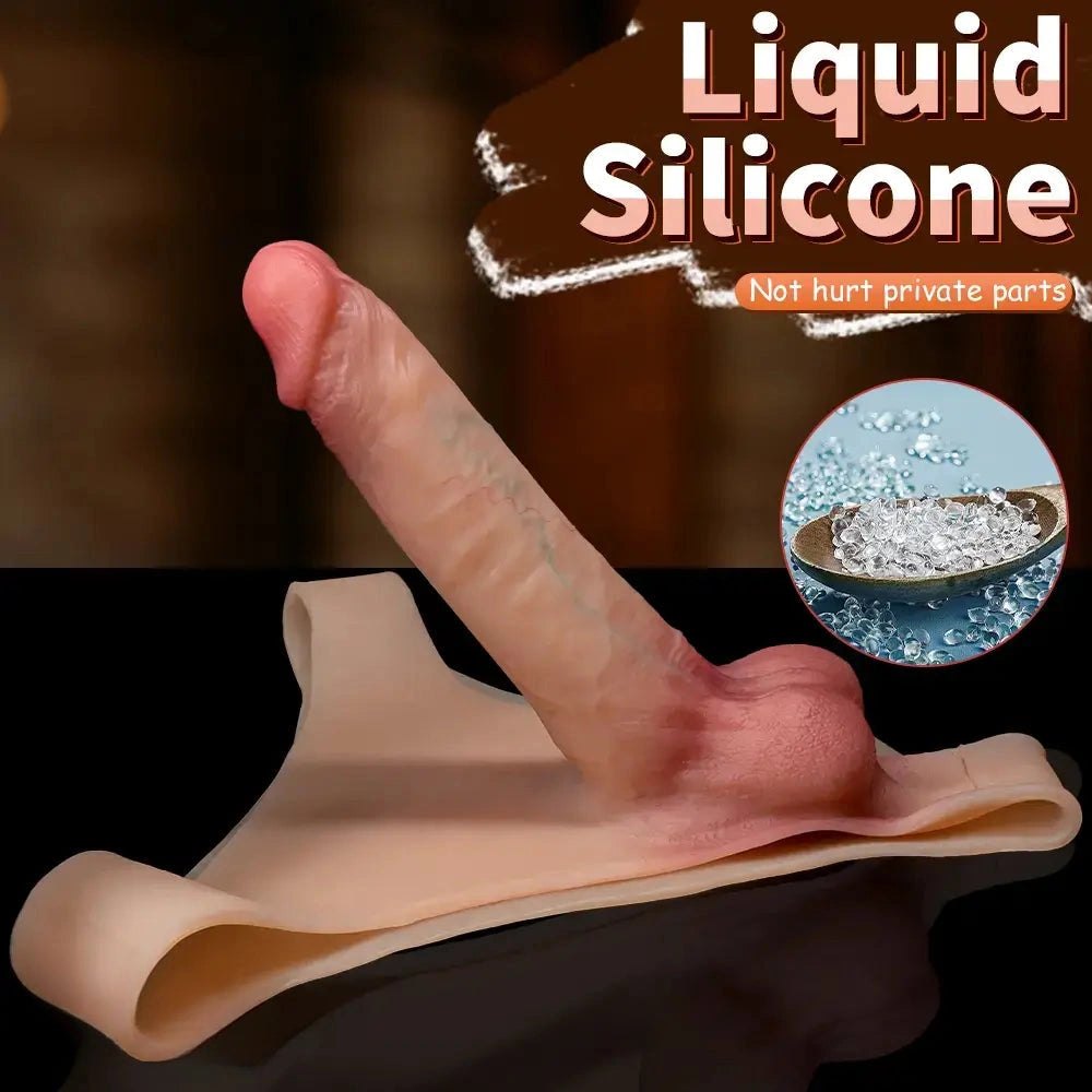 Wearable Strap Dildo, Flesh Silicone - Strap-On Harness Toy