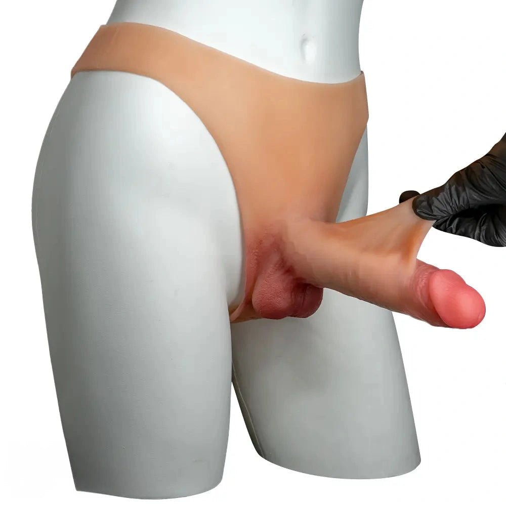 Wearable Strap Dildo, Flesh Silicone - Strap-On Harness Toy