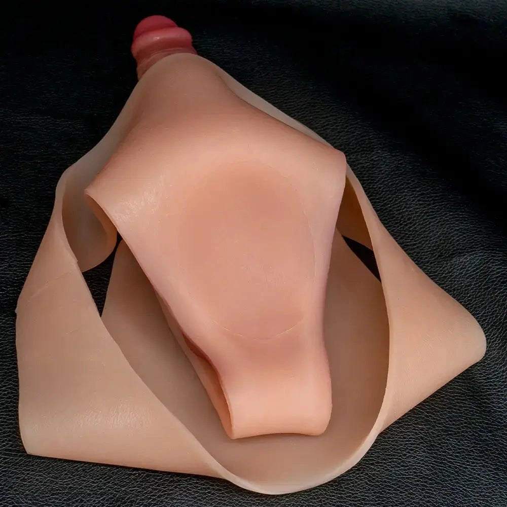 Wearable Strap Dildo, Flesh Silicone - Strap-On Harness Toy