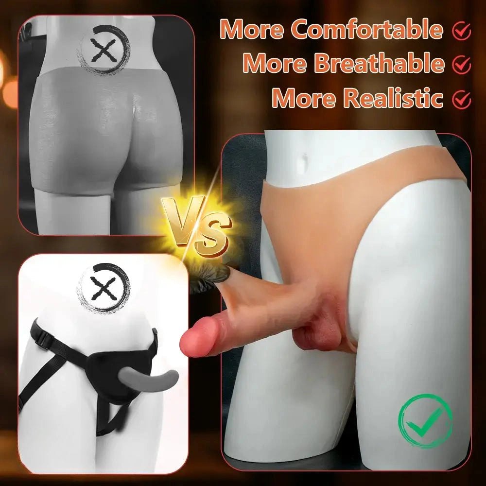 Wearable Strap Dildo, Flesh Silicone - Strap-On Harness Toy
